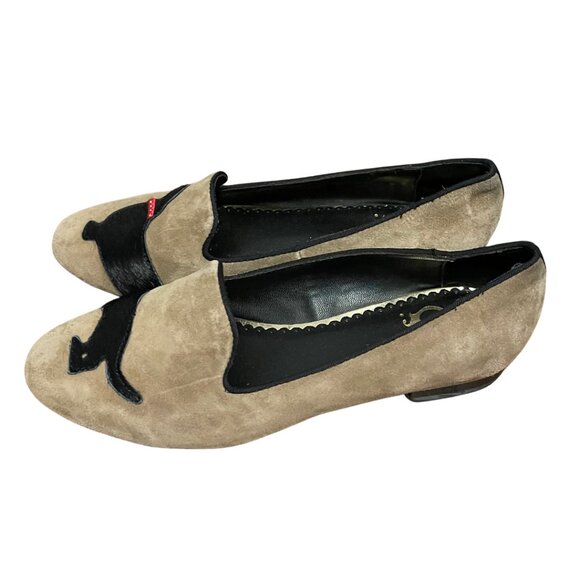 C. Wonder Dachshund Dog Loafers | Tan Suede Embroidered Flats Size 6.5 - Picture 4 of 7